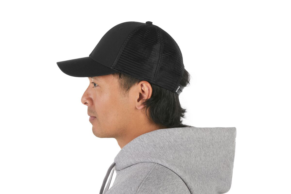 recycled-poly-low-profile-trucker-hat-j0 WebPDP-HAT002002_Recycled_Poly_Low_Profile_Trucker_Hat_Black_Studio_Harper_Studios_0723_Back__HAT002002OS.jpg