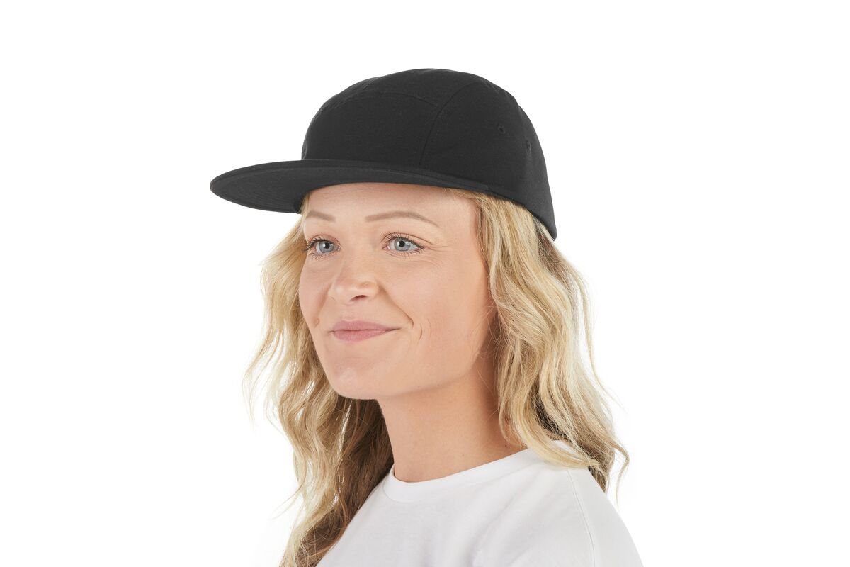 recycled-poly-flat-brim-5-panel-hat-v7 WebPDP-HAT003002_Recycled_Poly_Flat_Brim_5Panel_Hat_Black_Studio_Harper_Studios_0723_Front_2__HAT003002OS.jpg