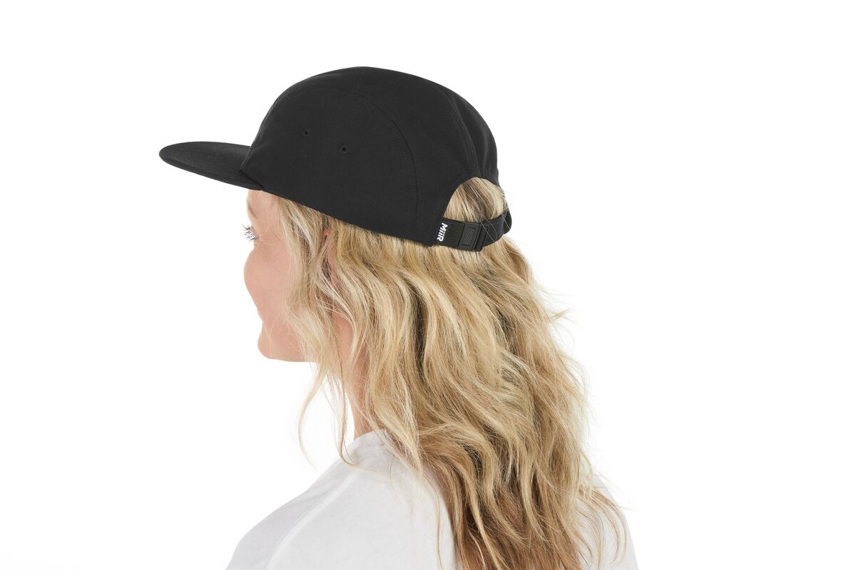 recycled-poly-flat-brim-5-panel-hat-v7 WebPDP-HAT003002_Recycled_Poly_Flat_Brim_5Panel_Hat_Black_Studio_Harper_Studios_0723_Side_2__HAT003002OS.jpg